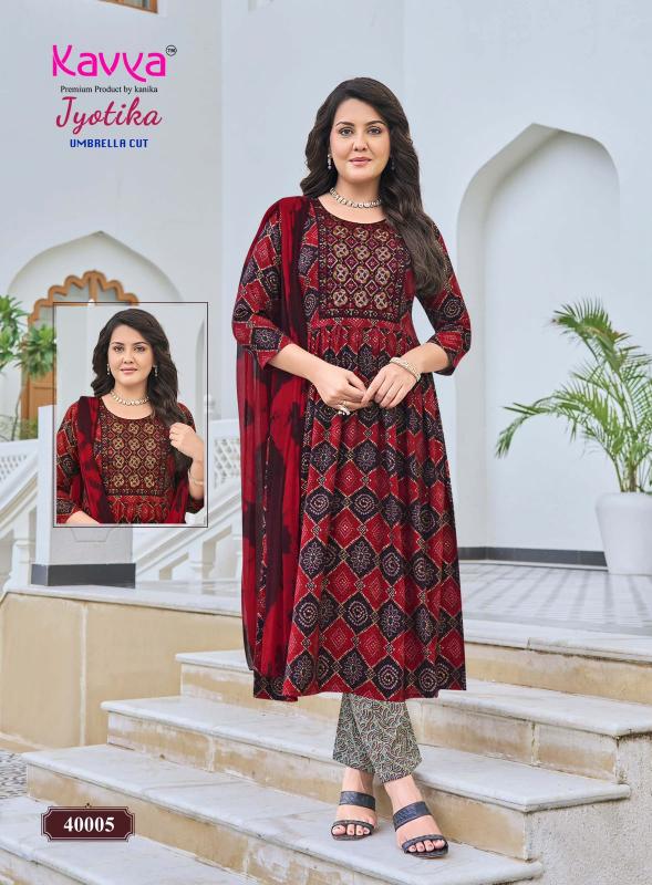 Kavya jyotika vol 40 umbrella cut 3pcs kurtis wholesale